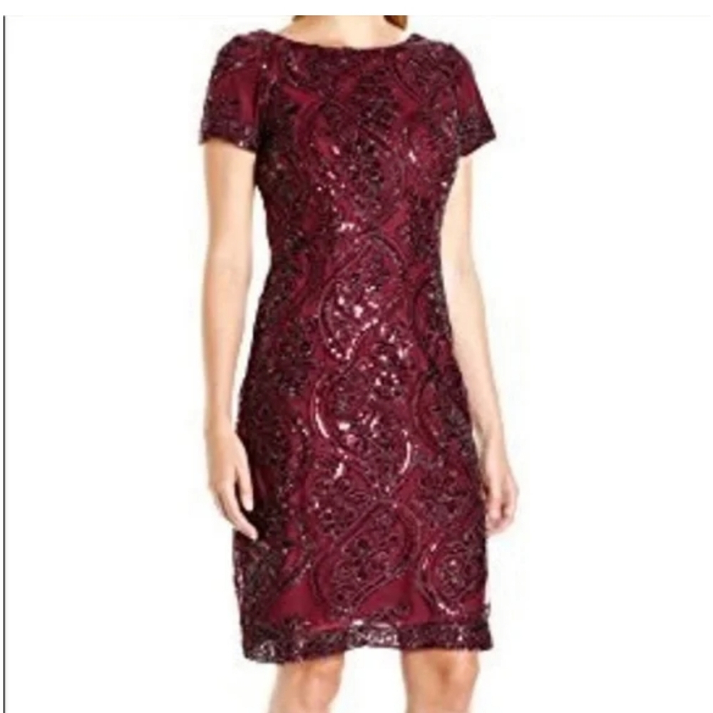 Burgundy sequin petite dress